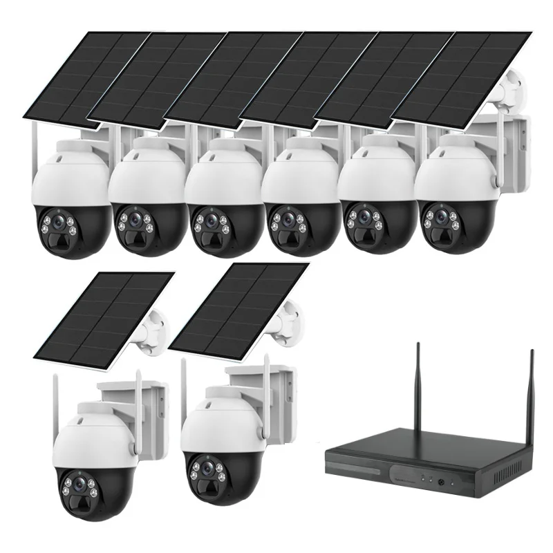 8CH 4MP Wifi NVR Kit Solar Camera Wireless Outdoor Waterproof Cctv IP Surveillance Battery Solar Security Camera System