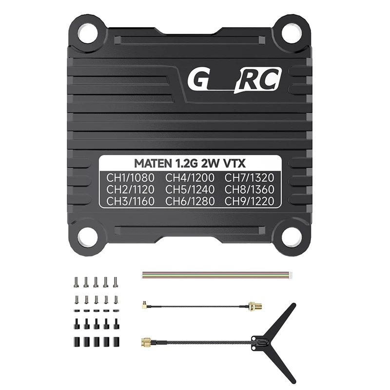 For GEPRC MATEN 1.2G 2W VTX Traverser SMA Internal Hole Heat Dissipation Black Metal Signal Stable OSD Parameters