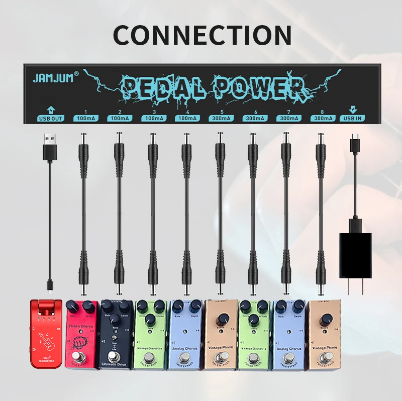 9V Isoliertes Pedal-Netzteil mit Typ-C-Eingang für Gitarreneffekte, 8 Isolierte DC-Ausgänge – Detail 3