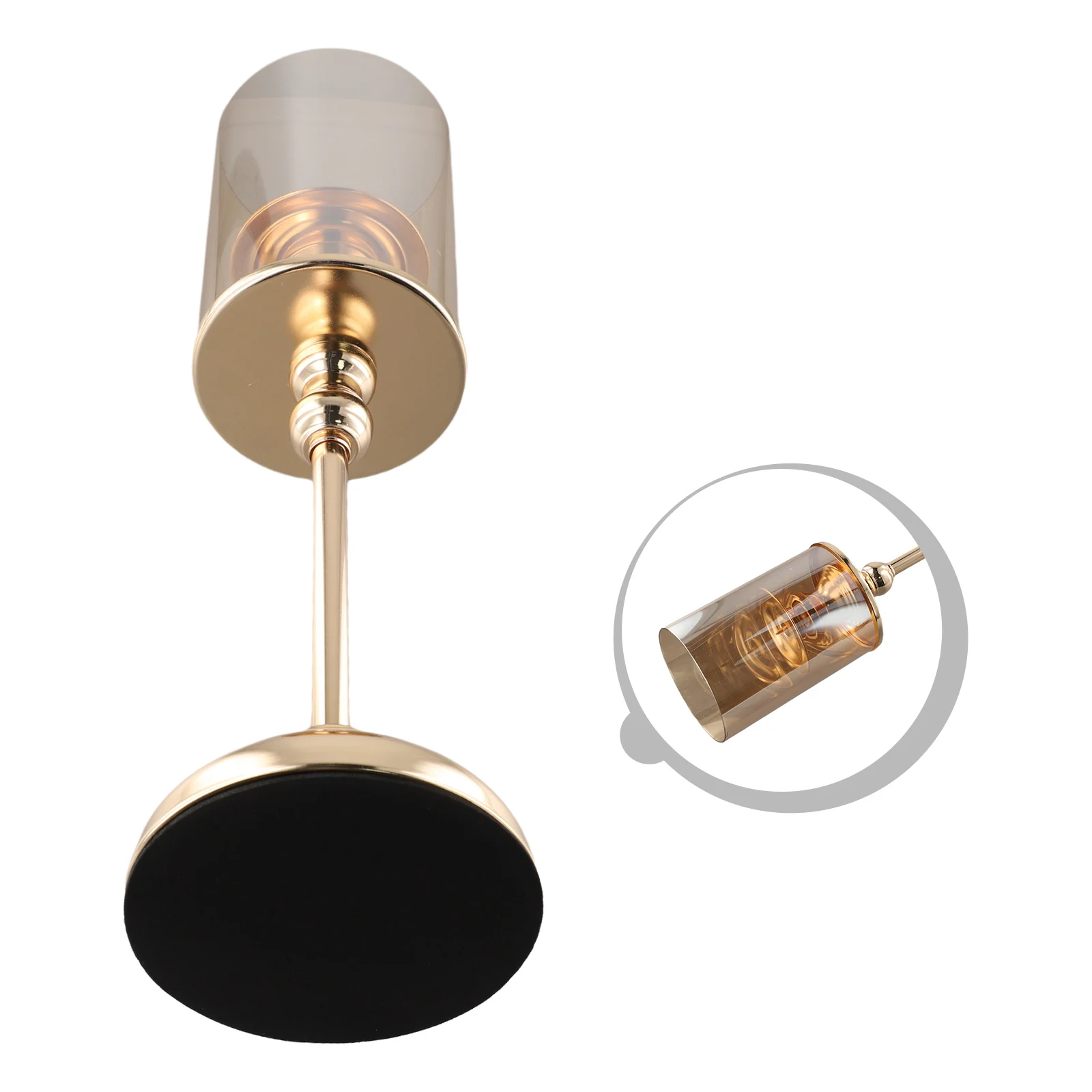 Stylish Candle Holders Gold Finish Glass Cover Dreamy Table Centerpiece Romantic Atmosphere for Christmas and Thanksgiving