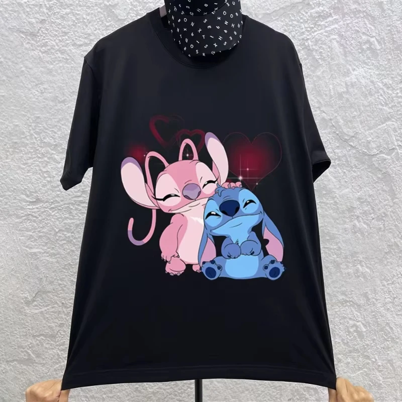 

Корейская версия Stitch, новая летняя футболка с короткими рукавами, женский хлопковый топ, модный тренд, Harajuku, милая футболка для отдыха и отдыха