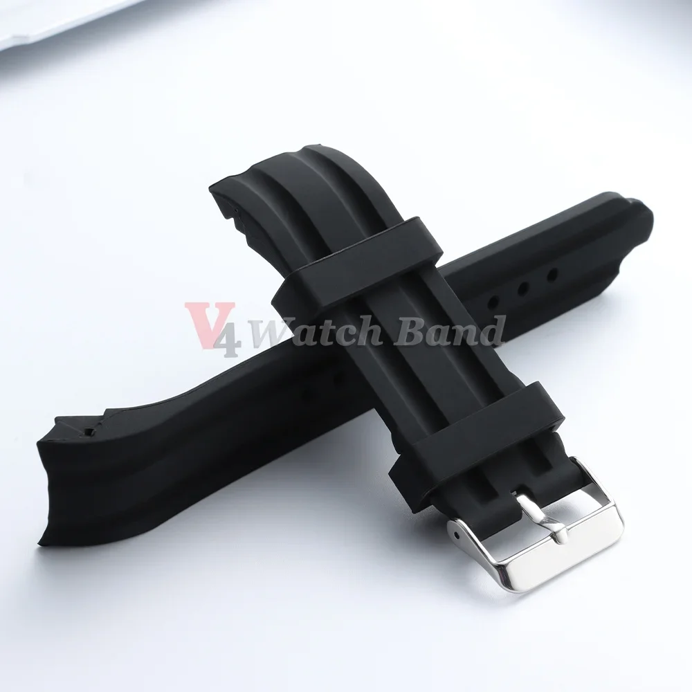 18 20 22 24mm Dickes Weiches Silikon-Gummi Gebogenes Armband mit Gebogenem Ende Silikon-Uhrenarmband Sport Wasserdichtes Handgelenkband Zubehör – Detail 6