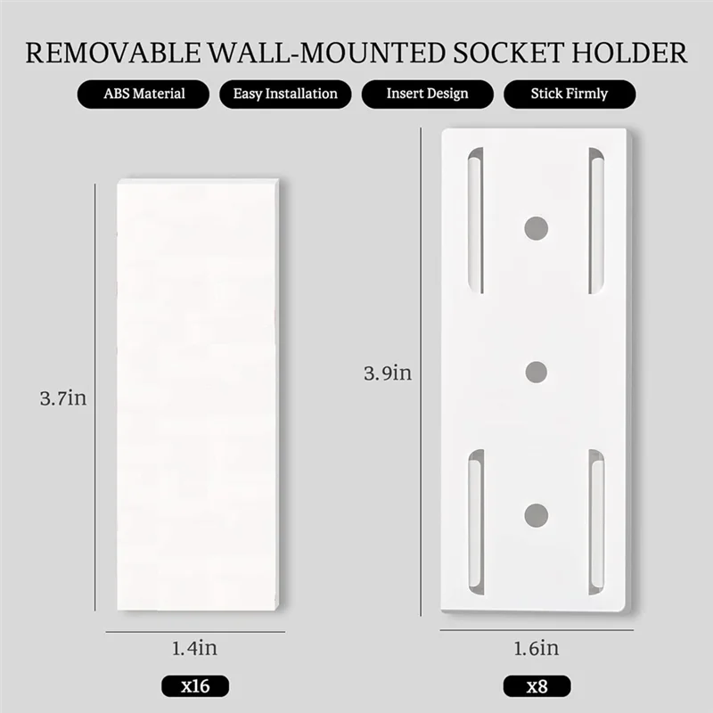 B86B-Desktop Socket Holder, Plug-In Surge Protector Bracket, Desktop Mobile Self-Adhesive Non-Punch Socket Bracket Durable