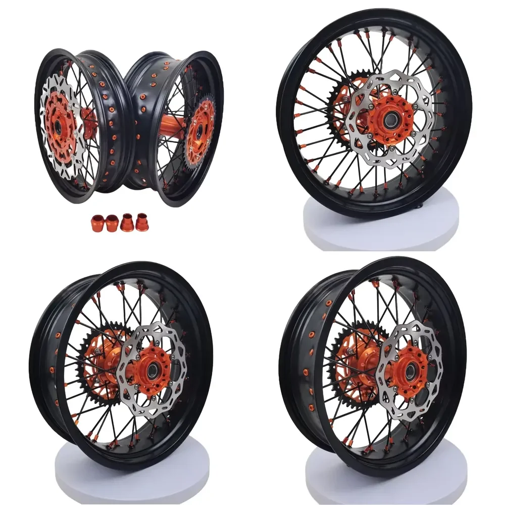 【2026 New Design】 Fast Shipping Fit Exc 2021 Dirt Bike Supermoto Wheelset Complete Wheels 17 Inch