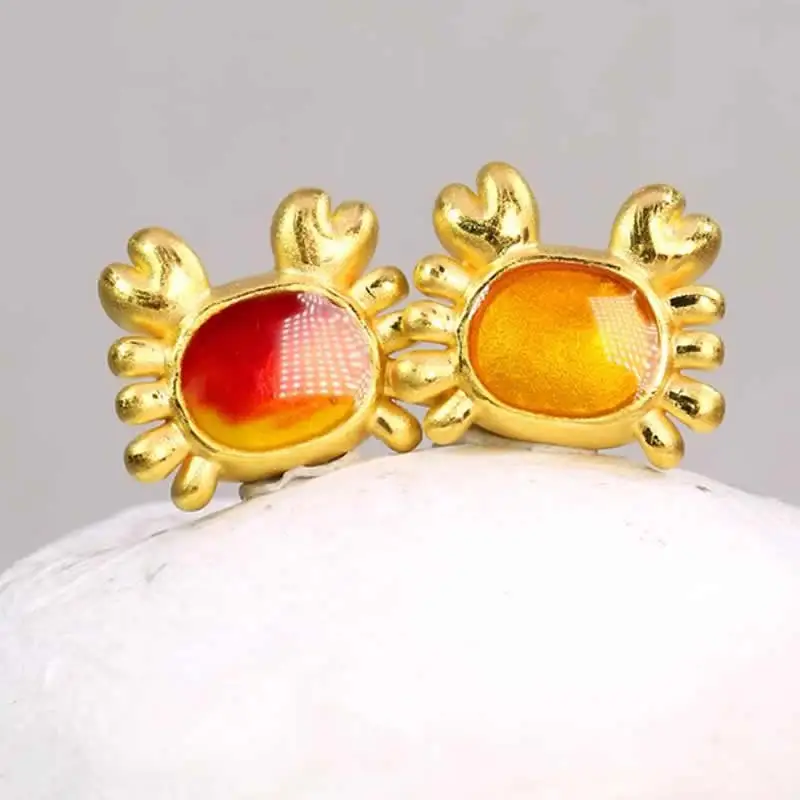 FINE Gold 999 3D Gold Bracelet 24K Yellow Gold Women Colourful Crab Bracelet 1pcs