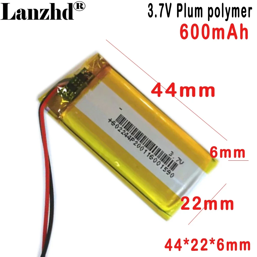 1-12pcs 3.7V Li polymer lithium battery 600mAh For smart audio beauty instrument medical products 602244