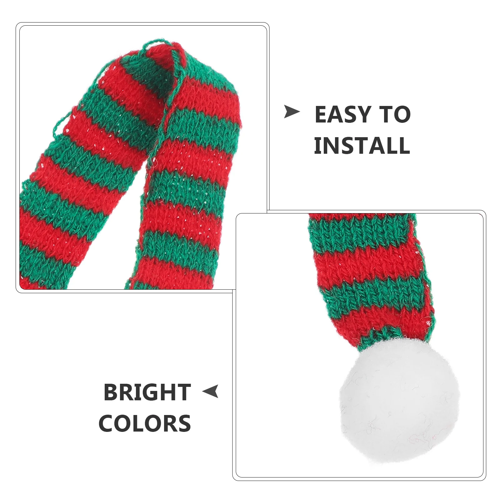 

5Pcs 2x30cm Red Green Christmas Mini Scarf Set Knitted Decoration for Wine Bottle Jar Vase Xmas Tree Festive Home Party