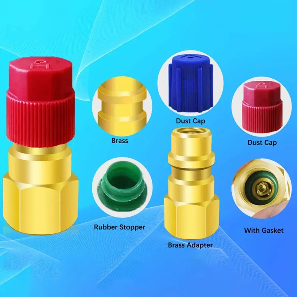 1 Set R12 To R134a Conversion Kit Air Conditioner Filling Valve Fittings Port Adapter Retrofit Quick Disconnect Couplers