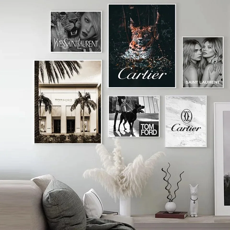 Fashion Brand Stars and Dog Art Posters Animal Oil Painting Luxury Canvas Painting Fashion Modern Living Room Home Decoration