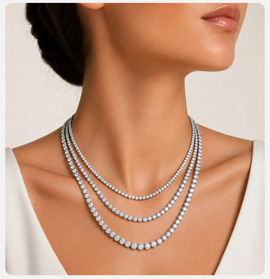 Vnox Trendy 2/3/4mm Tennis CZ Kette Kurze Choker-Halskette für Damen HipHop Iced Out Funkelnde AAA+ Kubikzirkonia Kettenschmuck – Detail 3