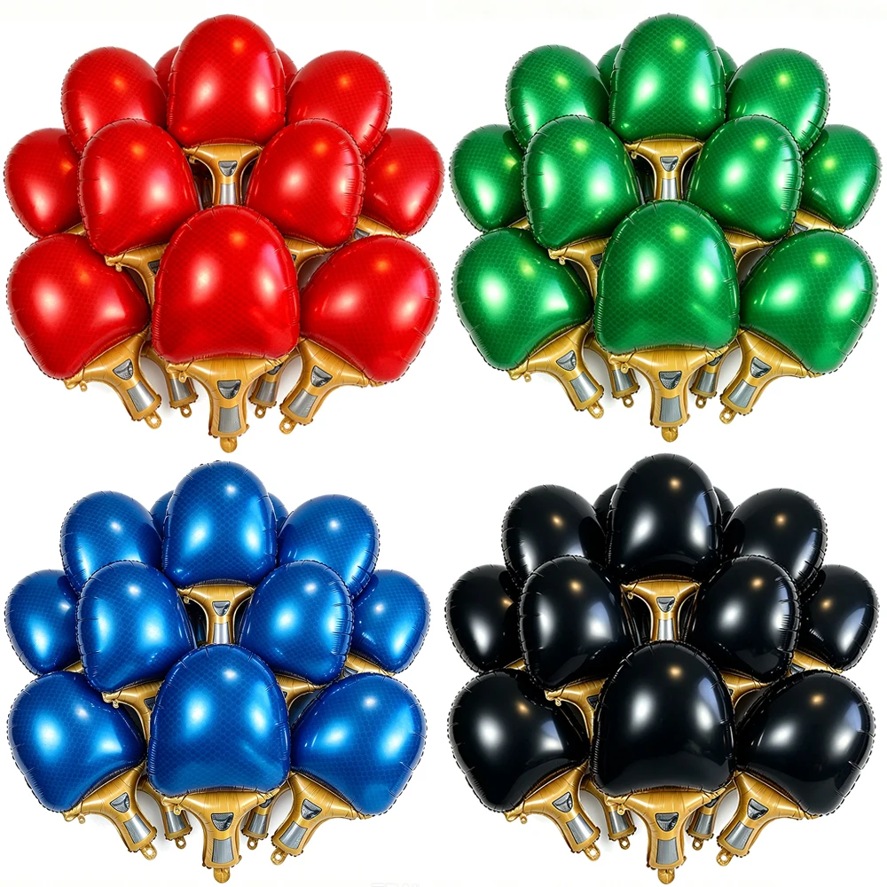 Ballons en forme de raquette de tennis de table, rouge, vert, bleu, noir, pour décorations de fête d'anniversaire sur le thème du sport et événements sportifs