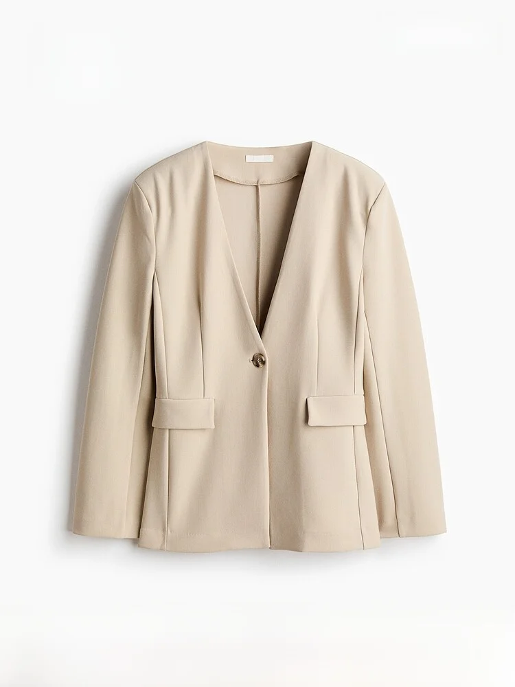 

H&M Весенний новый женский повседневный костюм без воротника из ткани с начесом, 94% полиэстер, 6% спандекс, для повседневной носки