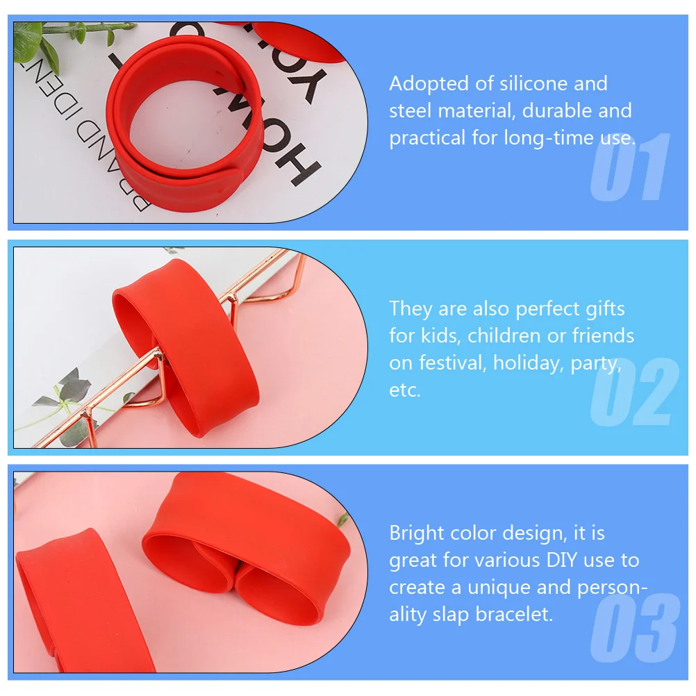 

4 Pcs for Girls Silicone Bracelet Boy Gifts Kids Slap Band Toy Bands Red Child Bracelets Boys