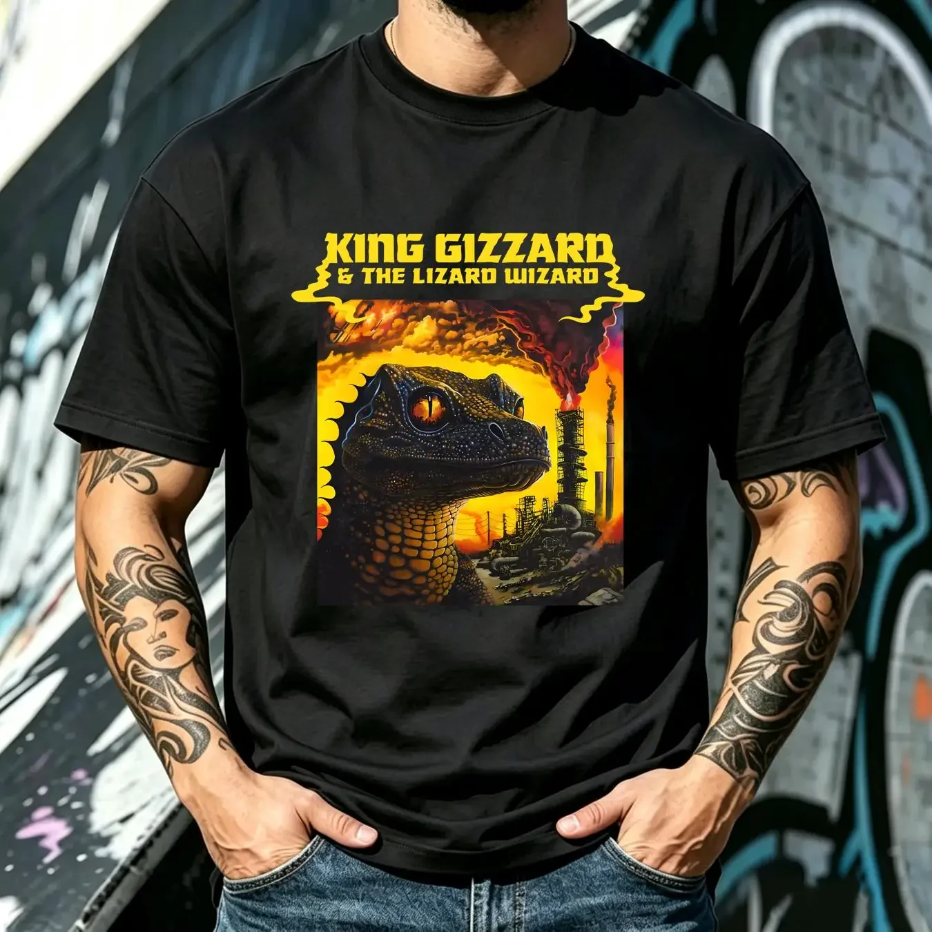 washed T Shirt Rare King Gizzard the Lizard Wizard Album  Men S 5XL 1D618 long sleeves vintage Washed Breathable Soft Casual