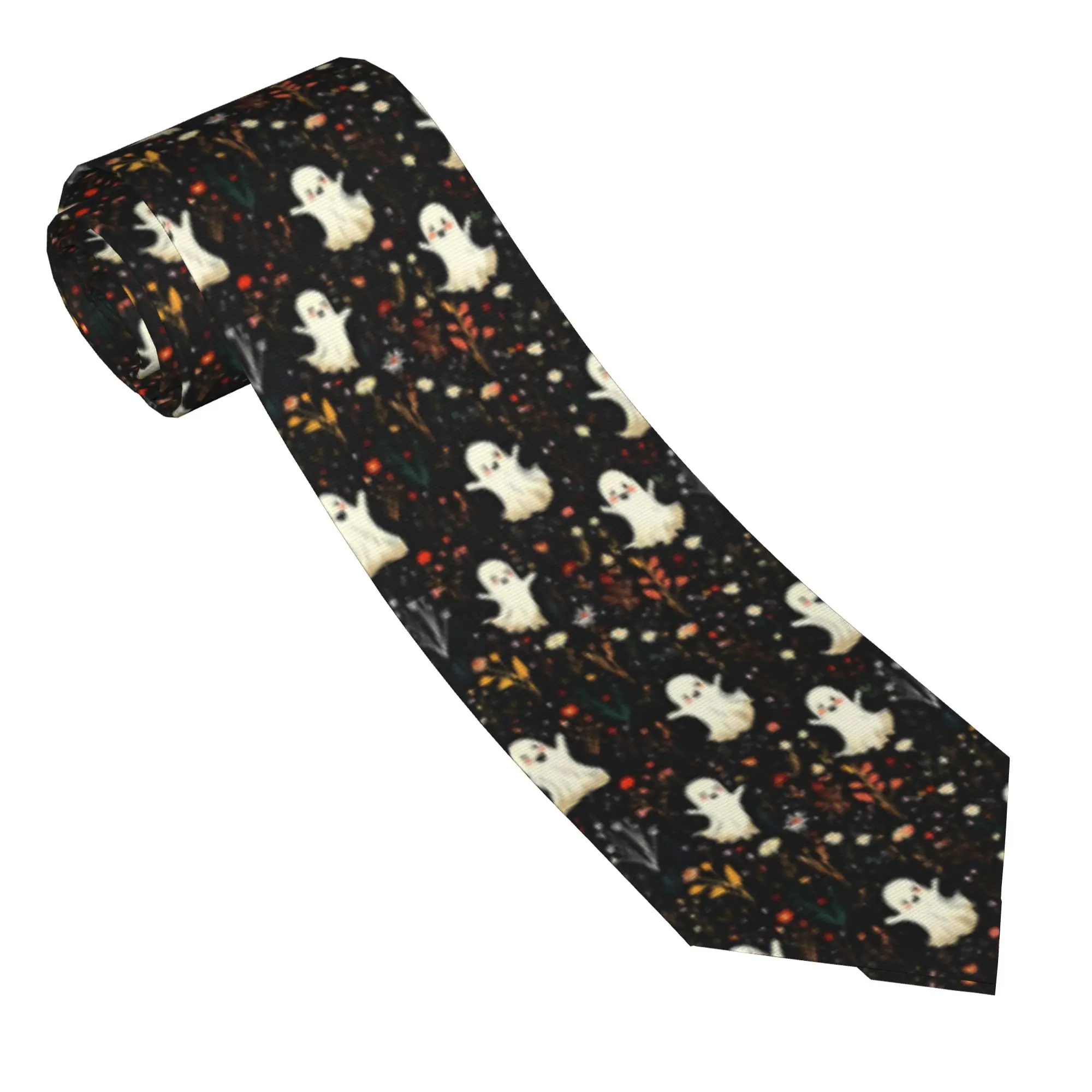 Halloween Cute Ghost Neckties Unisex Polyester 8 cm Neck Tie for Mens Silk Narrow Suits Accessories Cravat Wedding Cosplay Props