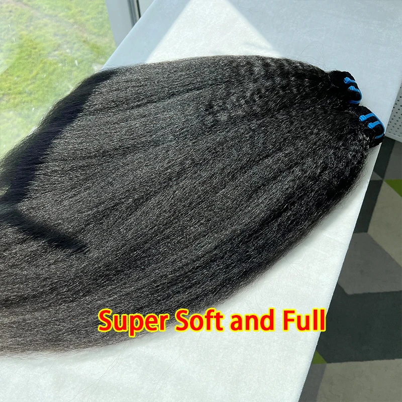Unprocessed 18A Kinky Straight 100% Human Hair Bundles Vietnamese Raw Hair Extensions Yaki Straight Hair Natural Black Color #1B