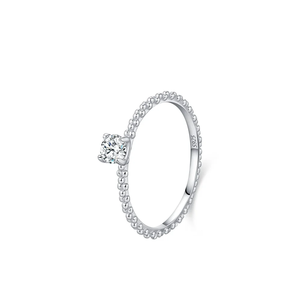 

S925 Silver Sparkling CZ - Simple Bubble, Euro Ins Trendy Luxury Women's Index Ring