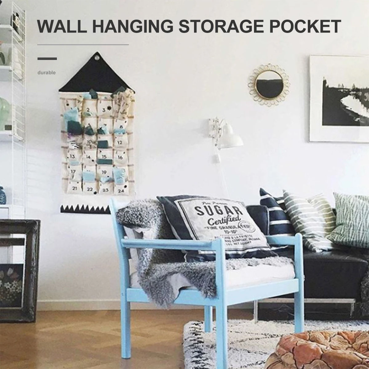 

Wall Hanging Storage Bag Cotton Linen Door ganizer Pocket for Clothing Student Practical Gentle Material