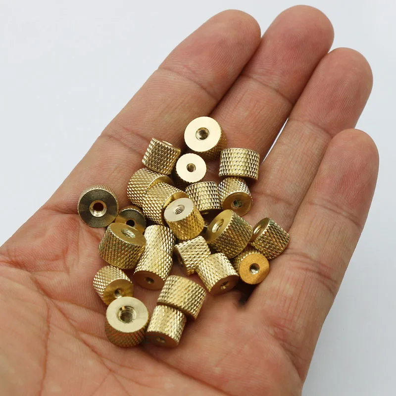 5-30pcs M2 M2.5 M3 M4 Brass Cylindrical Adjusting Knurled Thumb Nut Thickness 7mm For Air Water Cooling Fan PC Case Model DIY