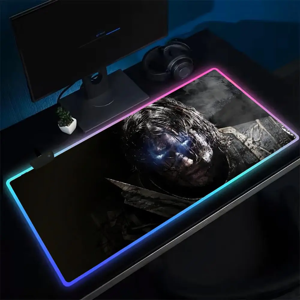 M-Movie Rings Of The Lords Mouse Pad Anime Gaming Mouse Pad LED Table Pads Backlit Rubber Desktop XXL Mousepad RGB Desk Mats