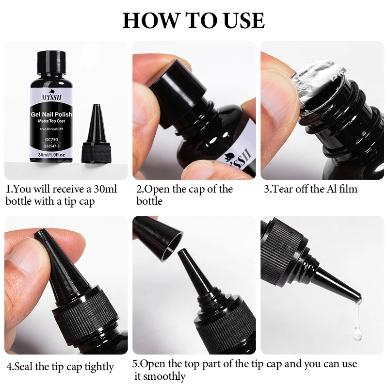 Mtssii 30ML Base Gel No Wipe Top Coat Nail Art Soak Off UV LED Opaco Top Coat Smalto per unghie Gel per manicure Vernice gel funzionale