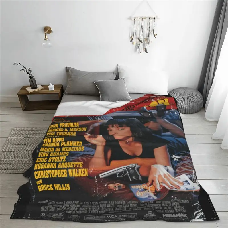 Cool Pulp Fiction Movie Poster Blanket Warm Sofa Bed Sofa Cover Bedding Travel Decorative Sofa