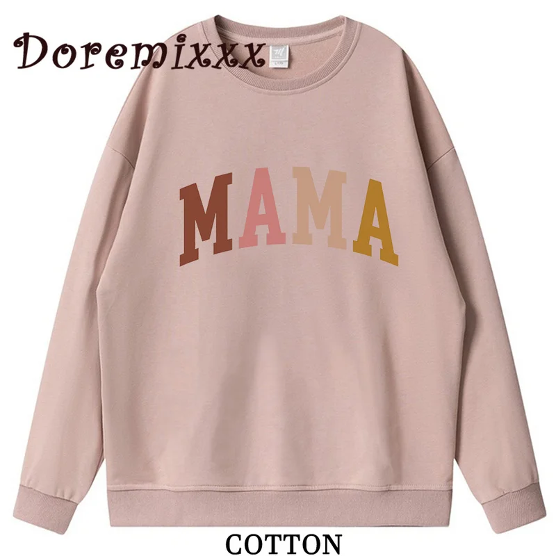 

2023 Women Mama Letter Sweatshirts Mother's Day Clothes Gift Fashion Autumn Lady Aesthetic Hoodies Vintage Tops Women's Pullover
