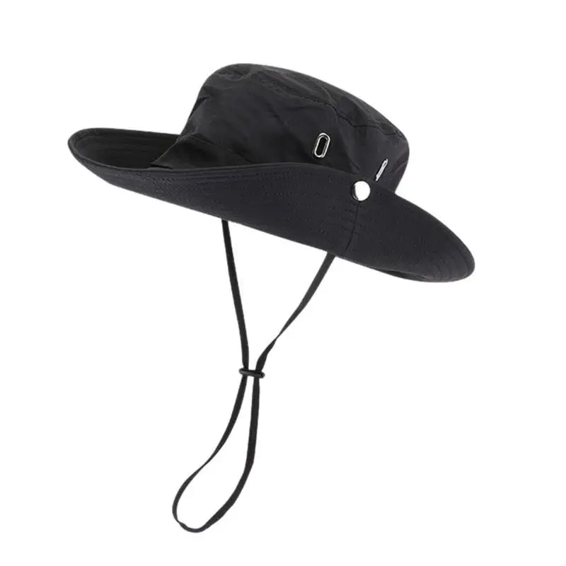 

39BB Solid Color Bucket Hat Wide Brim Fisherman Hat Dustproof Camping Bucket Hat