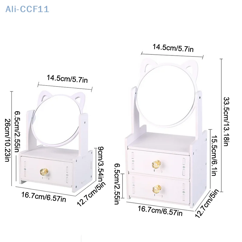 Assembly Makeup Mini Table Multifunctional Cosmetics Storage Rack With Rotating Mirror Skin Care Products Organizer Drawer Shelf