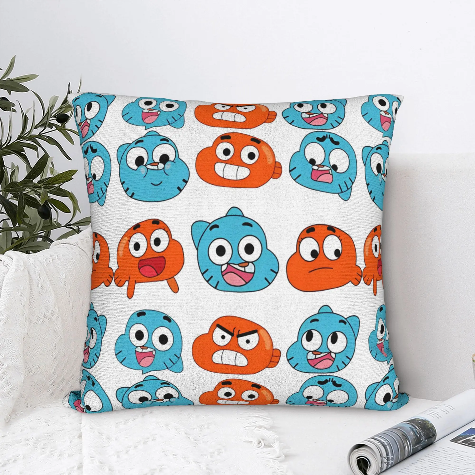 Gum Ball Darwin Faces Features  Square Pillow Covers Polyester Couch  Cushion Cover Cute Decorative Throw Pillow Case 40*40