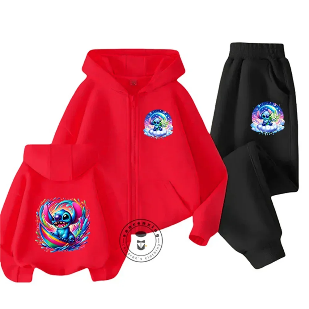 

Disney Stitch Girl Boy Hoodies Kids Zipper Children Cartoons Casual Clothes Cute Soft Kawaii Tops Sweatshirts Autumn and Winter