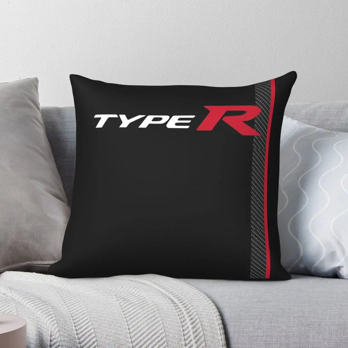 Type R Racing Stripe Carbon Square Pillowcase Polyester Linen Velvet Pattern Zip Decorative Home Cushion Cover Wholesale 18