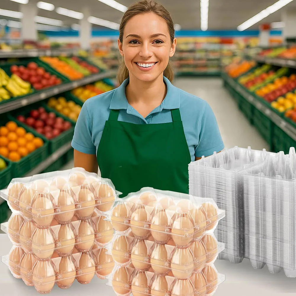 Egg Cartons Cheap Bulk,Plastic for 12 Eggs,Perfect for Refrigerator Chicken Farm Markets Commercial Business Market Display