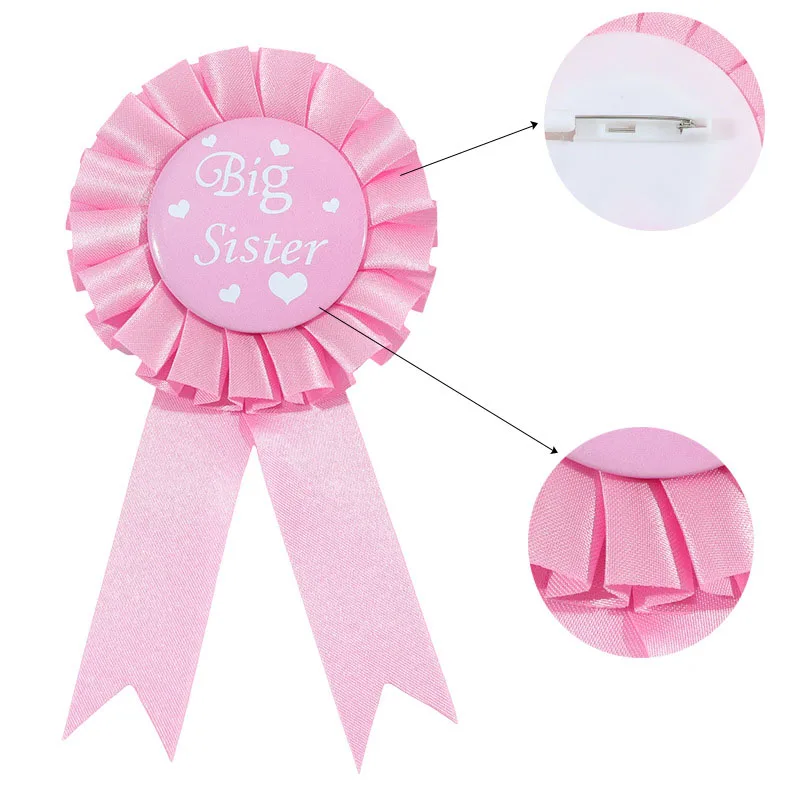 3pcs Big Sister Sash Ribbon Badge and Tiara Crown Set for Girls Birthday Baby Shower Big Sister To Be Party Supplies Decorations