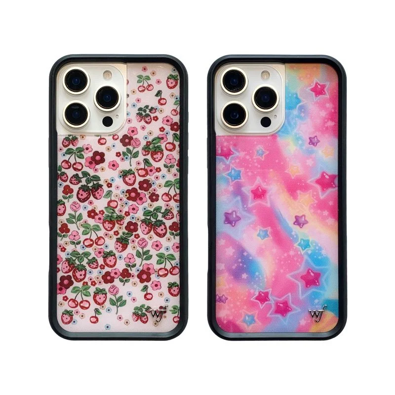 Wildflower Cute Colorful Rainbow Star Phone Case For iPhone 15 14 13 16 Pro Max WF Cartoon Fruit Flower Strawberry Protect Cover