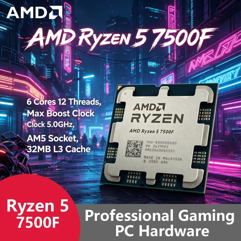 AMD 라이젠 5 7500F AM5 5nm 게이밍 프로세서, 6코어 12스레드 5.0GHz 부스트, 32MB 캐시, 65W DDR5 OEM 트레이 칩, 커스텀 게이밍 PC 조립용 썸네일 7