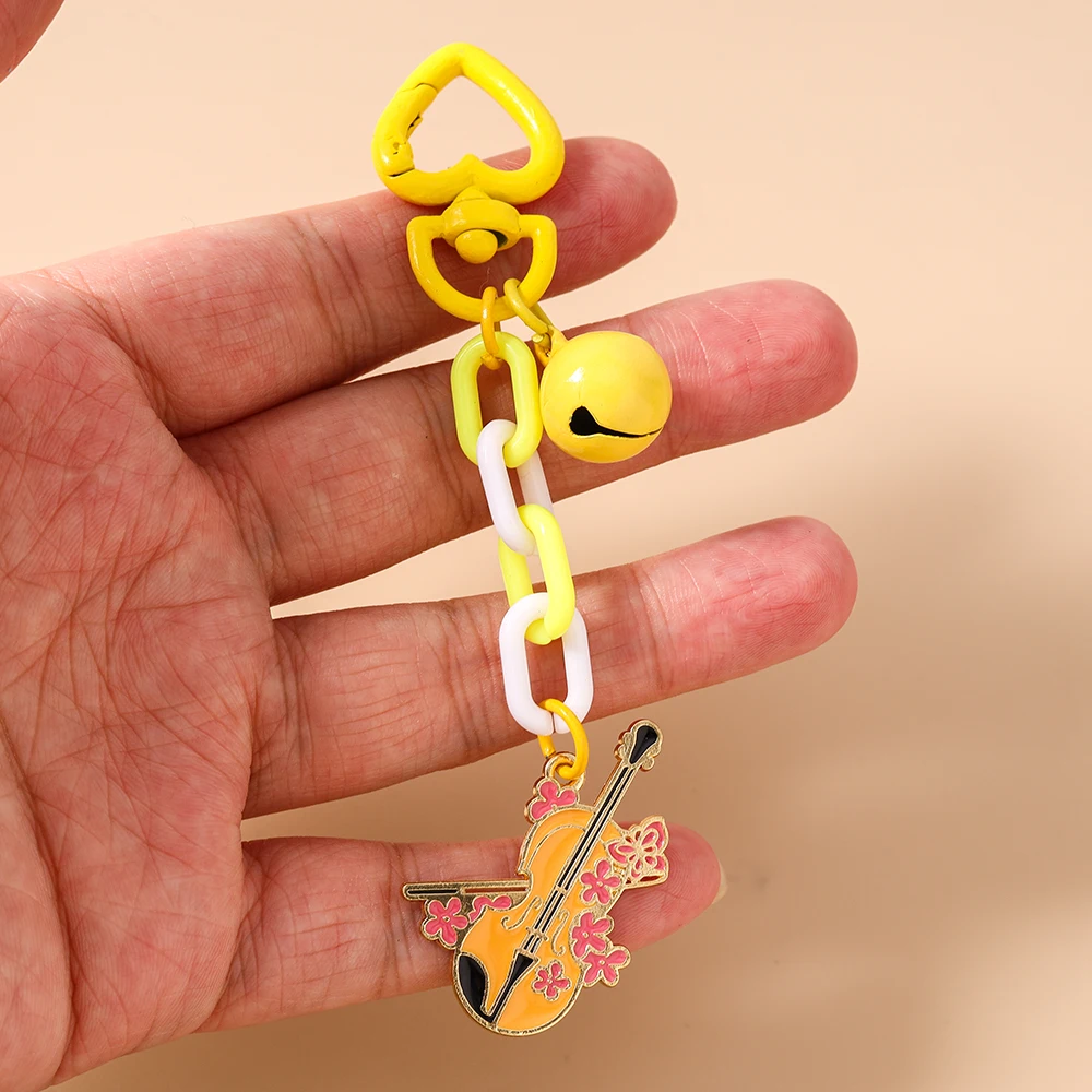 Neuer Musikinstrument-Schlüsselanhänger Violine Schlüsselring Anhänger für Frauen Mädchen Handtaschen-Deko DIY Handgemachter Schlüsselanhänger Geschenke – Detail 3