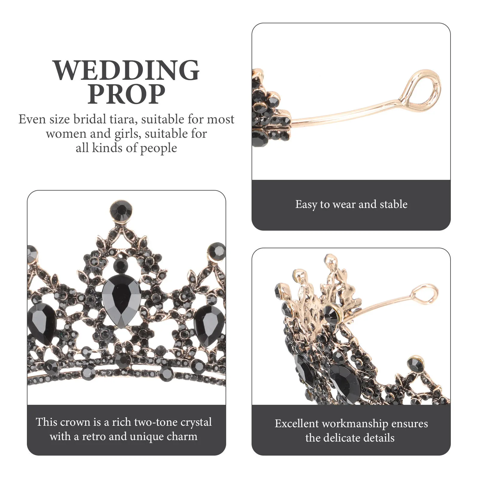 

Decorative Bridal Crown Rhinestone Crown Headdress Bridal Tiara Durable Material Excellent Workmanship for Various Occasions