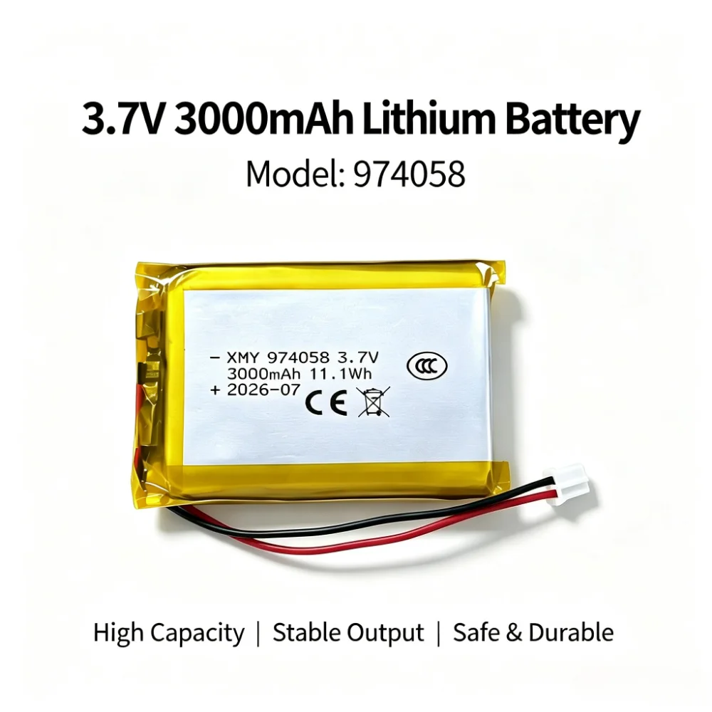 974058 3.7V 3000mAh Lithium Polymer Battery PH2.0 Connector For Dashcam GPS Navigator Massage Device Tablet Computer