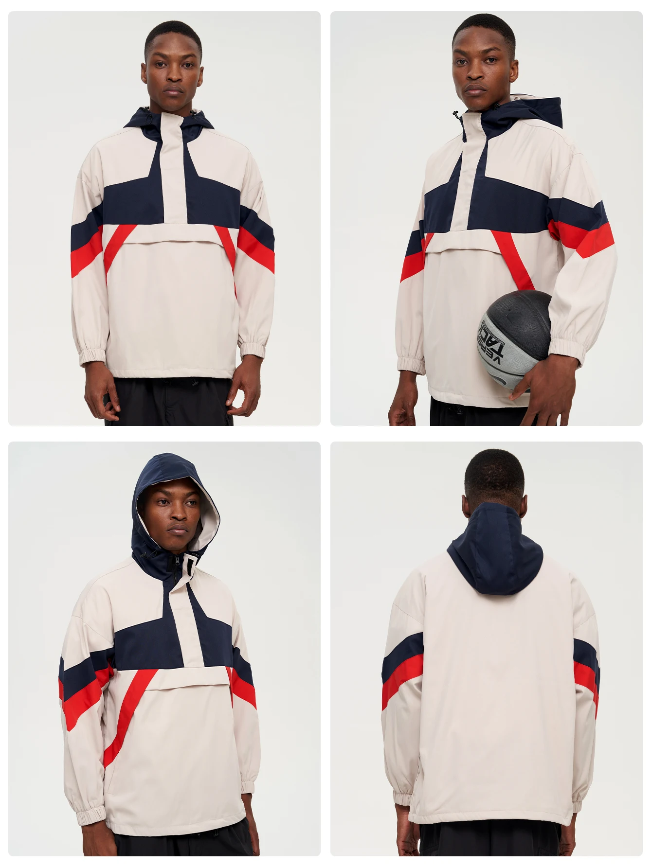 Men's Outdoor Hiking Jackets Travel Windproof Loose Outerwear Spring&Autumn Hooded Sports Coats with Zipper 24H shipped