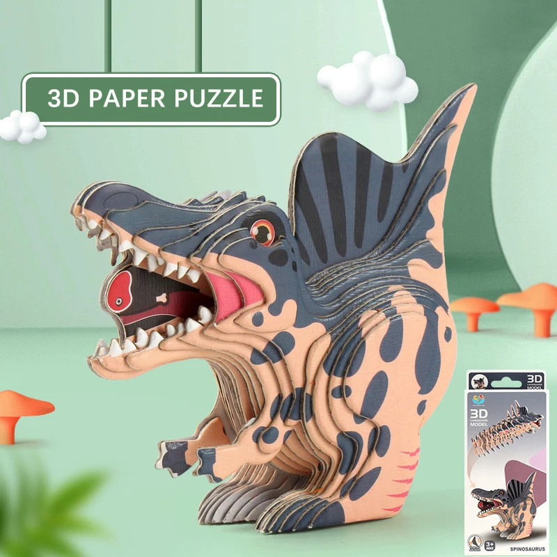 

Dinosaur 3D Paper Puzzle For Kids Educational Montessori Toys Funny DIY Manual Assembly Three-dimensional Model Toy For Boy Girl