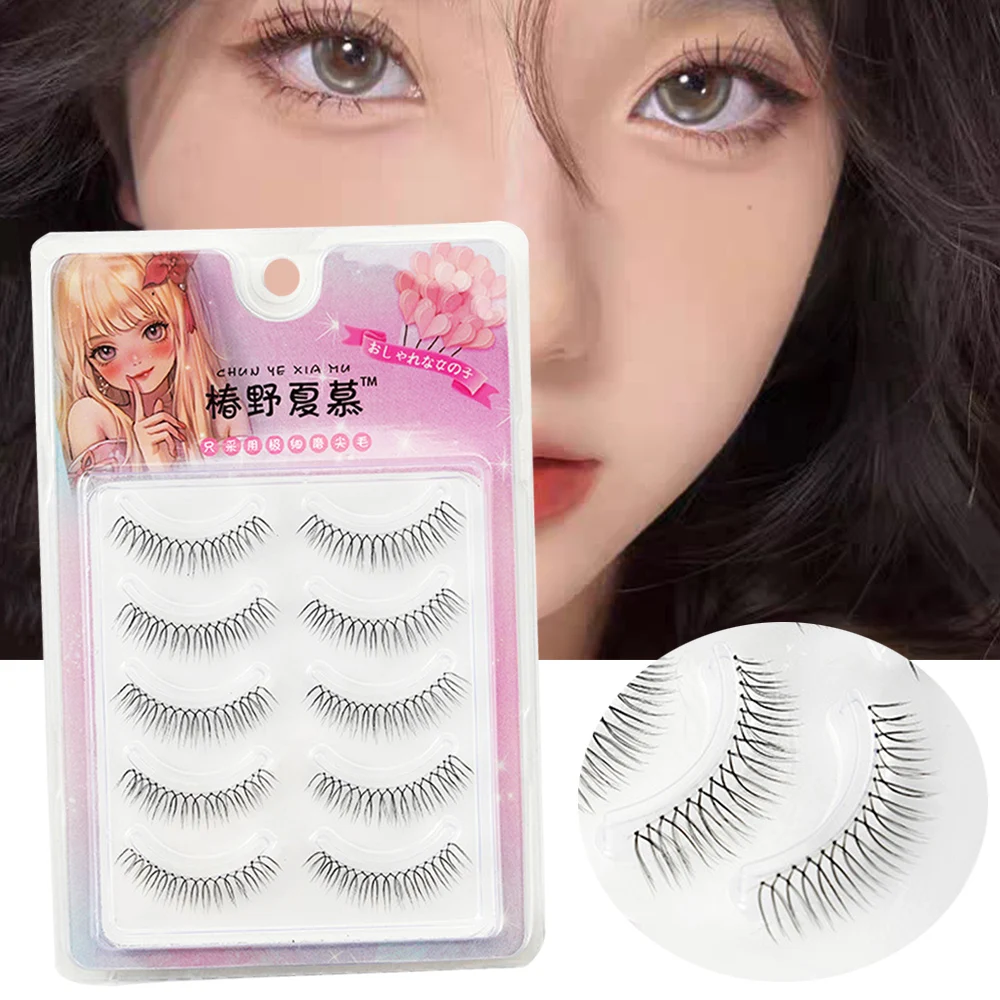 Girl Group Group Fake Eyelashes 5 Pairs Natural Simulation Short Lashes U-shaped Transparent Stem Eyelashes Extension Makeup