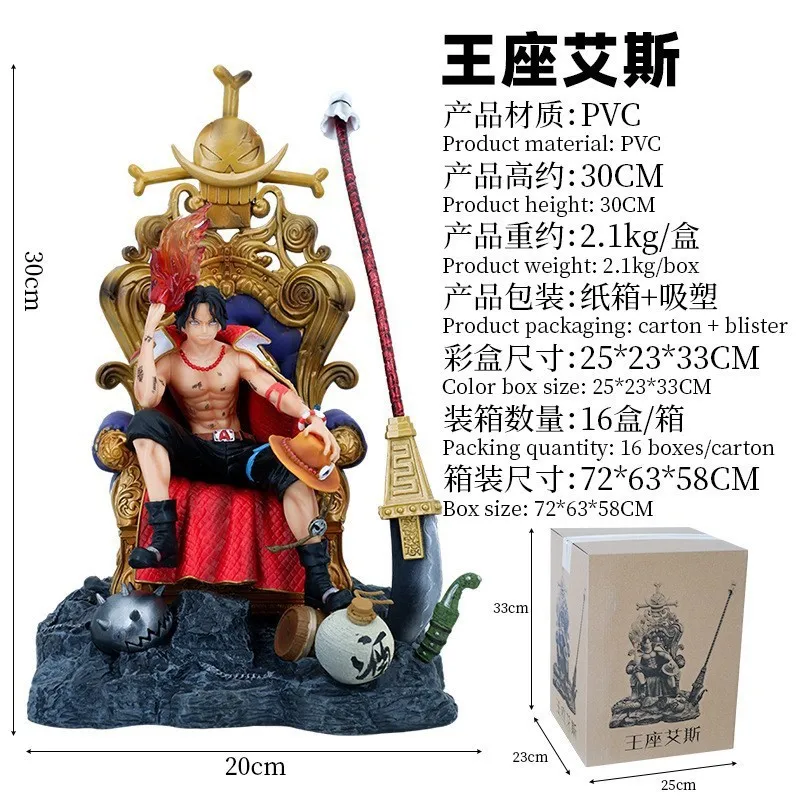 

In Stock Gk Whitebeard Pirates 2nd Division Captain Portgas·D· Ace Anime Peripheral Movable Model Counter Decoration Toys Figure