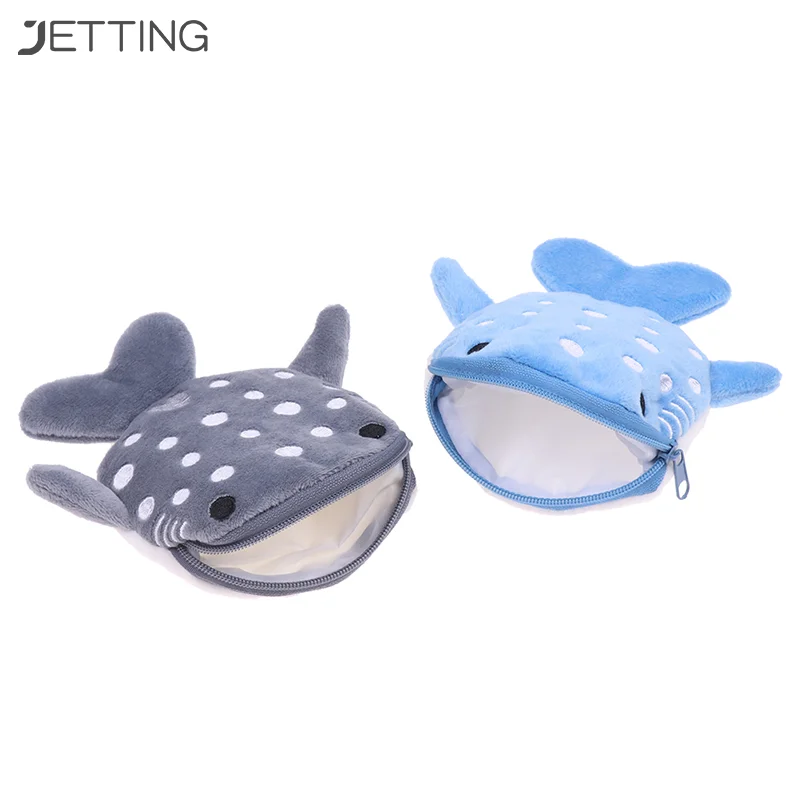 

1pcs Cute Cartoon Plush Shark Coin Purse Plush Animal Wallet For Women Kids Zipper Coin Bag