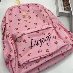 Mochila pequeña de cereza, Bolsa Escolar de gran capacidad, nombre personalizado, mochila de viaje, bolsa escolar para estudiantes, regalo personalizado