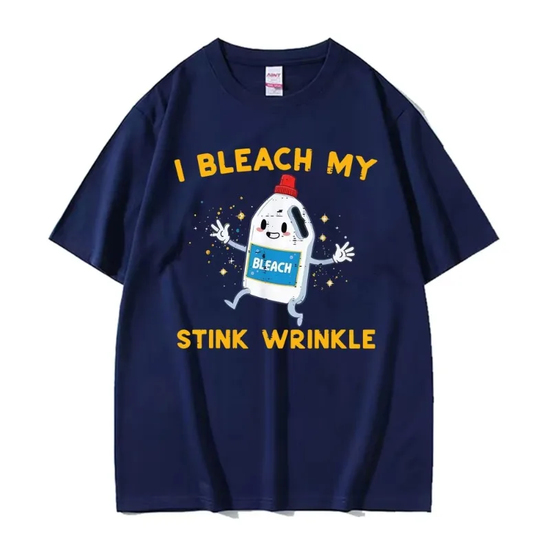 Retro I Bleach My Stink Wrinkle Funny Joke Humor Rude Gift T Shirts Men Women High Street Oversized T-shirt Summer Tops T-shirts