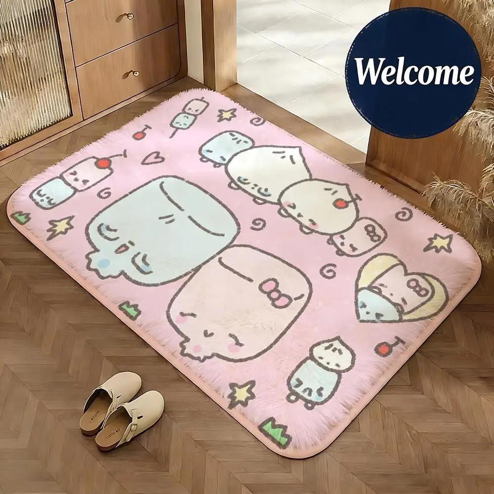 Soft Flannel Floor Mat Food Cotton Candy Floor Mat Non-Slip Absorbent Doormat Bathroom Bedroom Home Decor Rug