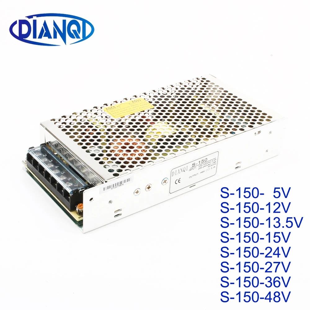 DIANQI led power supply switch S-150W 5V 12V 13.5V 15V 24V 27V 36V 48V ac dc converter power supply unit dc voltage regulator