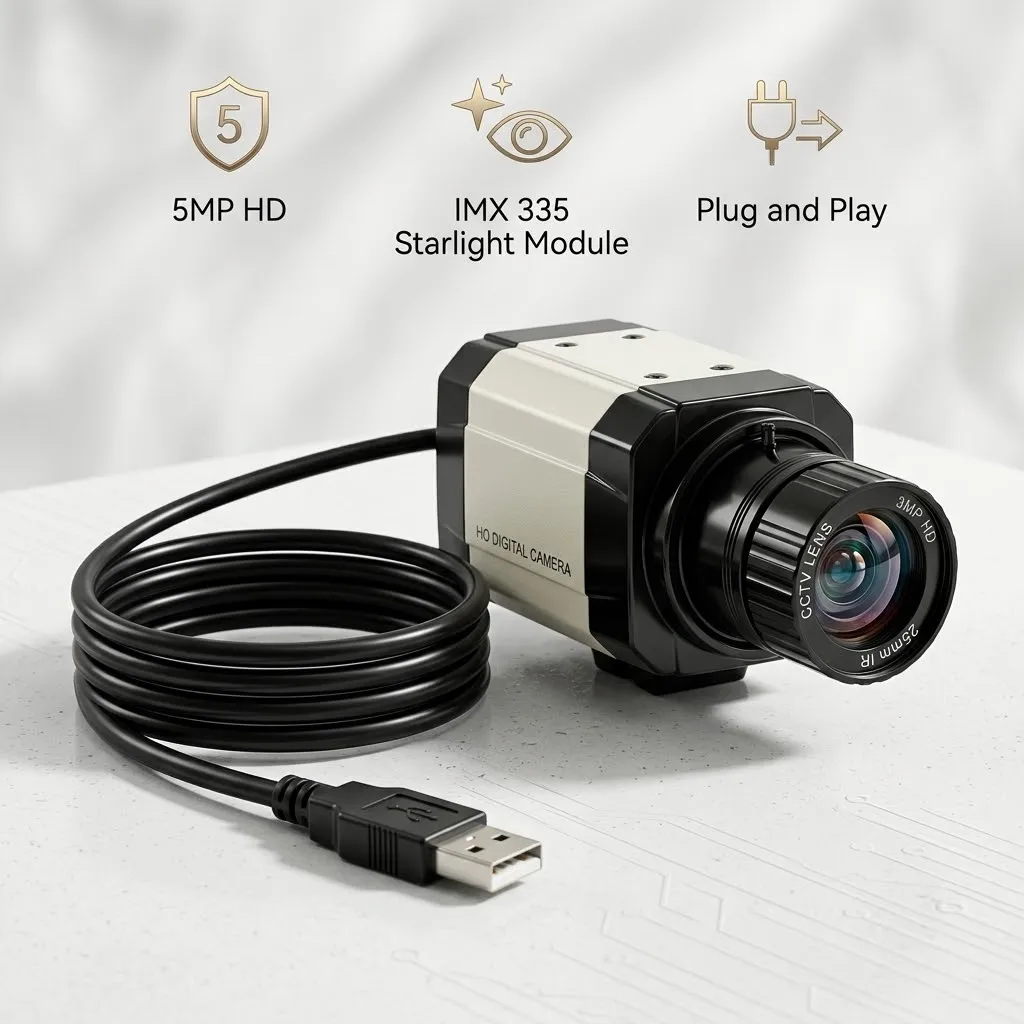 5MP IMX335 1080P Industrial USB Camera 2.8/4/6/8/12/16/25mm Lens UVC 30fps Starlight for Face Recognition PC Linux
