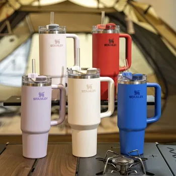 StanleySTANLEY 퀀처 H2.0 플로우 스테이트™스테인레스 스틸 텀블러, 30 OZ 크림 컬러, 절연 기능, 40oz